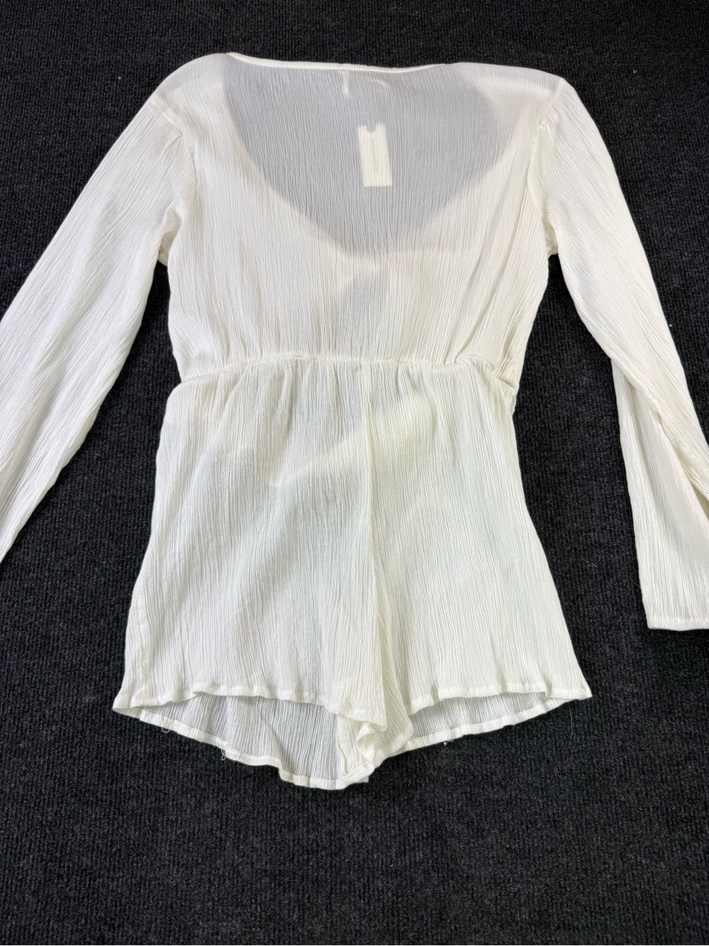 Anthropologie Cream Textured Long-Sleeve Bodysuit Romper womens xs